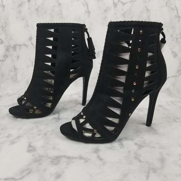 Black Ankle Zip Up Lita Open Toe size 7.5 - Picture 2 of 7